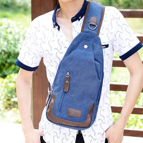 Lightweight Casual Canvas Unbalance Backpack Crossbody Sling Shoulder Bag Chest - Picture 4 of 4
